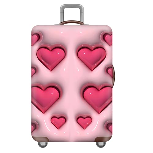 wxlmom Kofferschutzhülle S Rosa Herz Waschbar,Suitcase Cover Für Kinder Und Erwachsene,Elastischer Spandex-Koffer-Protector,Koffer-Abdeckungen von wxlmom