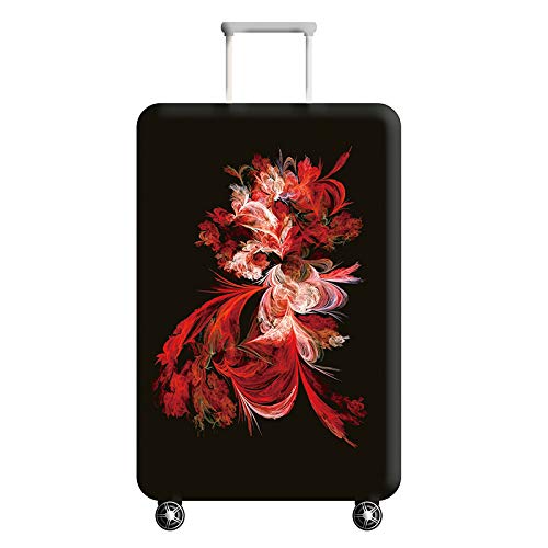 wxlmom Kofferschutzhülle S Rote Schwarze Blume Waschbar,Suitcase Cover Für Kinder Und Erwachsene,Elastischer Spandex-Koffer-Protector,Koffer-Abdeckungen von wxlmom