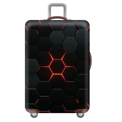 wxlmom Kofferschutzhülle S Schwarz Orange Geometrie Waschbar,Suitcase Cover Für Kinder Und Erwachsene,Elastischer Spandex-Koffer-Protector,Koffer-Abdeckungen von wxlmom