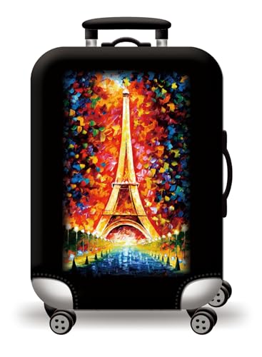 wxlmom Kofferschutzhülle S Schwarz Orange Waschbar,Suitcase Cover Für Kinder Und Erwachsene,Elastischer Spandex-Koffer-Protector,Koffer-Abdeckungen von wxlmom