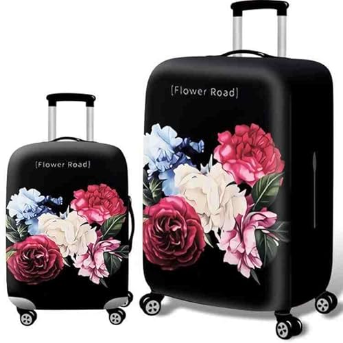 wxlmom Kofferschutzhülle S Schwarze Blume Waschbar,Suitcase Cover Für Kinder Und Erwachsene,Elastischer Spandex-Koffer-Protector,Koffer-Abdeckungen von wxlmom
