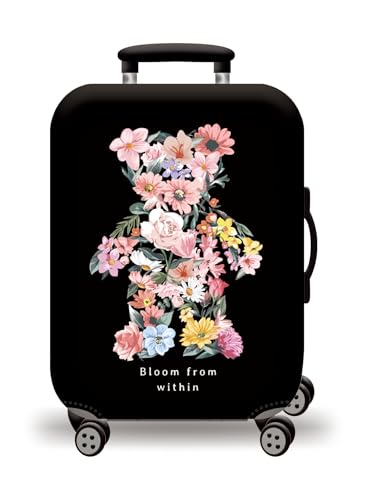 wxlmom Kofferschutzhülle S Schwarze Blumen Waschbar,Suitcase Cover Für Kinder Und Erwachsene,Elastischer Spandex-Koffer-Protector,Koffer-Abdeckungen von wxlmom
