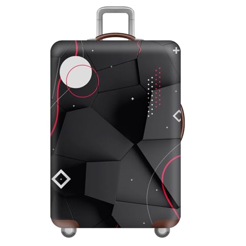 wxlmom Kofferschutzhülle S Schwarze Geometrie Waschbar,Suitcase Cover Für Kinder Und Erwachsene,Elastischer Spandex-Koffer-Protector,Koffer-Abdeckungen von wxlmom