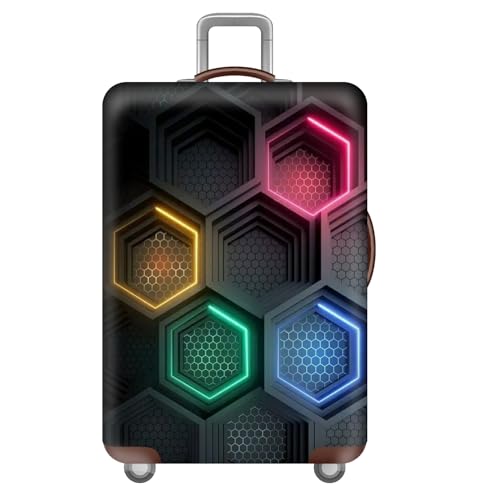 wxlmom Kofferschutzhülle S Schwarze Geometrie Waschbar,Suitcase Cover Für Kinder Und Erwachsene,Elastischer Spandex-Koffer-Protector,Koffer-Abdeckungen von wxlmom