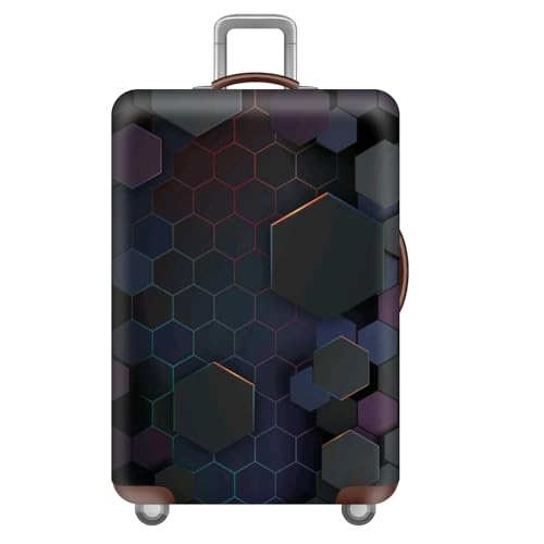 wxlmom Kofferschutzhülle S Schwarze Geometrie Waschbar,Suitcase Cover Für Kinder Und Erwachsene,Elastischer Spandex-Koffer-Protector,Koffer-Abdeckungen von wxlmom