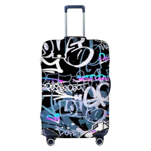 wxlmom Kofferschutzhülle S Schwarze Graffiti Waschbar,Suitcase Cover Für Kinder Und Erwachsene,Elastischer Spandex-Koffer-Protector,Koffer-Abdeckungen von wxlmom