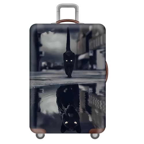 wxlmom Kofferschutzhülle S Schwarze Katze Waschbar,Suitcase Cover Für Kinder Und Erwachsene,Elastischer Spandex-Koffer-Protector,Koffer-Abdeckungen von wxlmom