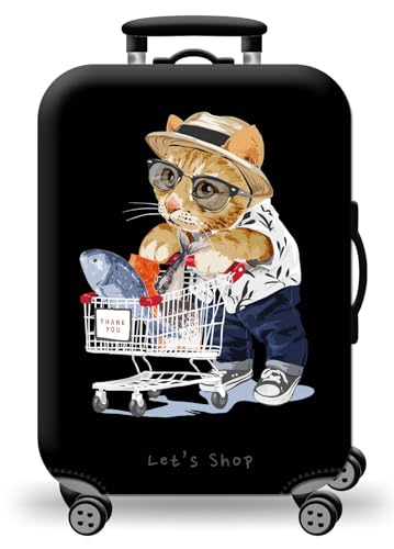 wxlmom Kofferschutzhülle S Schwarze Katze Waschbar,Suitcase Cover Für Kinder Und Erwachsene,Elastischer Spandex-Koffer-Protector,Koffer-Abdeckungen von wxlmom