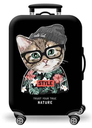 wxlmom Kofferschutzhülle S Schwarze Katze Waschbar,Suitcase Cover Für Kinder Und Erwachsene,Elastischer Spandex-Koffer-Protector,Koffer-Abdeckungen von wxlmom