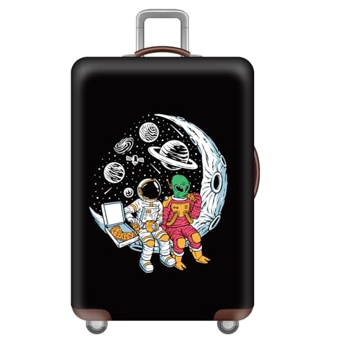 wxlmom Kofferschutzhülle S Schwarzer Astronaut Waschbar,Suitcase Cover Für Kinder Und Erwachsene,Elastischer Spandex-Koffer-Protector,Koffer-Abdeckungen von wxlmom