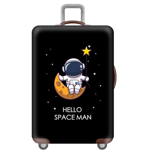 wxlmom Kofferschutzhülle S Schwarzer Astronaut Waschbar,Suitcase Cover Für Kinder Und Erwachsene,Elastischer Spandex-Koffer-Protector,Koffer-Abdeckungen von wxlmom