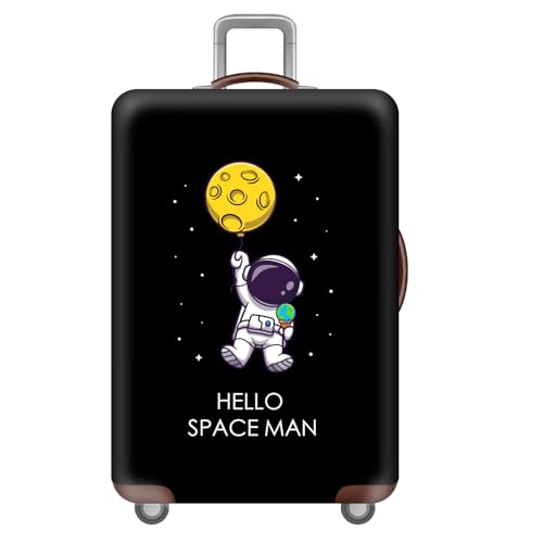 wxlmom Kofferschutzhülle S Schwarzer Astronaut Waschbar,Suitcase Cover Für Kinder Und Erwachsene,Elastischer Spandex-Koffer-Protector,Koffer-Abdeckungen von wxlmom