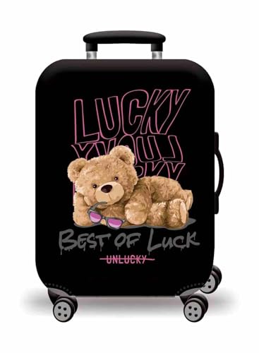 wxlmom Kofferschutzhülle S Schwarzer Bär Waschbar,Suitcase Cover Für Kinder Und Erwachsene,Elastischer Spandex-Koffer-Protector,Koffer-Abdeckungen von wxlmom