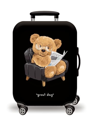 wxlmom Kofferschutzhülle S Schwarzer Bär Waschbar,Suitcase Cover Für Kinder Und Erwachsene,Elastischer Spandex-Koffer-Protector,Koffer-Abdeckungen von wxlmom
