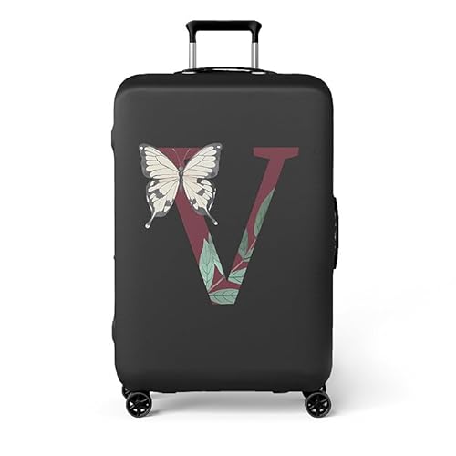 wxlmom Kofferschutzhülle S Schwarzer Buchstabe Schmetterling Waschbar,Suitcase Cover Für Kinder Und Erwachsene,Elastischer Spandex-Koffer-Protector,Koffer-Abdeckungen von wxlmom