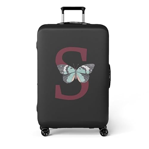 wxlmom Kofferschutzhülle S Schwarzer Buchstabe Schmetterling Waschbar,Suitcase Cover Für Kinder Und Erwachsene,Elastischer Spandex-Koffer-Protector,Koffer-Abdeckungen von wxlmom