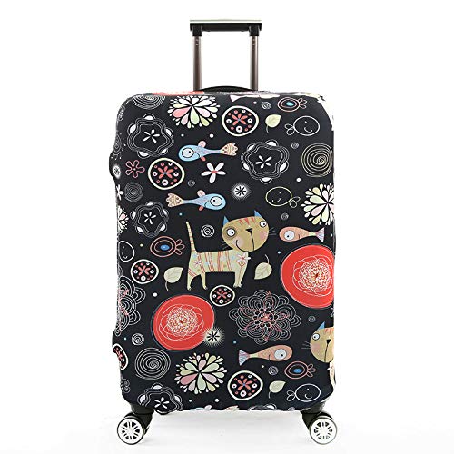 wxlmom Kofferschutzhülle S Schwarzer Katzenfisch Waschbar,Suitcase Cover Für Kinder Und Erwachsene,Elastischer Spandex-Koffer-Protector,Koffer-Abdeckungen von wxlmom