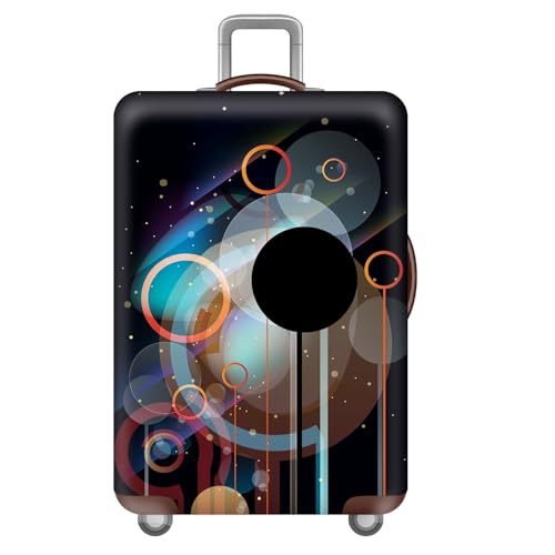 wxlmom Kofferschutzhülle S Schwarzer Orangefarbener Kreis Waschbar,Suitcase Cover Für Kinder Und Erwachsene,Elastischer Spandex-Koffer-Protector,Koffer-Abdeckungen von wxlmom