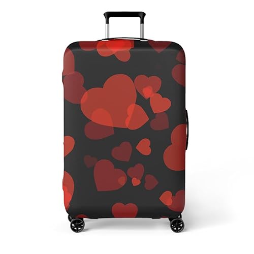 wxlmom Kofferschutzhülle S Schwarzes Rotes Herz Waschbar,Suitcase Cover Für Kinder Und Erwachsene,Elastischer Spandex-Koffer-Protector,Koffer-Abdeckungen von wxlmom