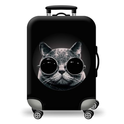 wxlmom Kofferschutzhülle S Sonnenbrille Katze Waschbar,Suitcase Cover Für Kinder Und Erwachsene,Elastischer Spandex-Koffer-Protector,Koffer-Abdeckungen von wxlmom