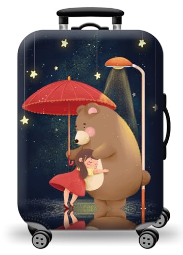 wxlmom Kofferschutzhülle XL Bär Mädchen Waschbar,Suitcase Cover Für Kinder Und Erwachsene,Elastischer Spandex-Koffer-Protector,Koffer-Abdeckungen von wxlmom