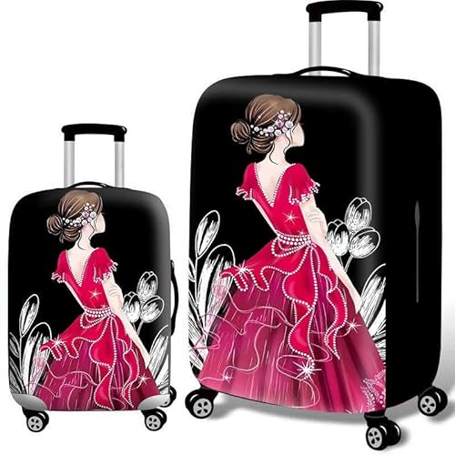 wxlmom Kofferschutzhülle XL Black Pink Girl Waschbar,Suitcase Cover Für Kinder Und Erwachsene,Elastischer Spandex-Koffer-Protector,Koffer-Abdeckungen von wxlmom