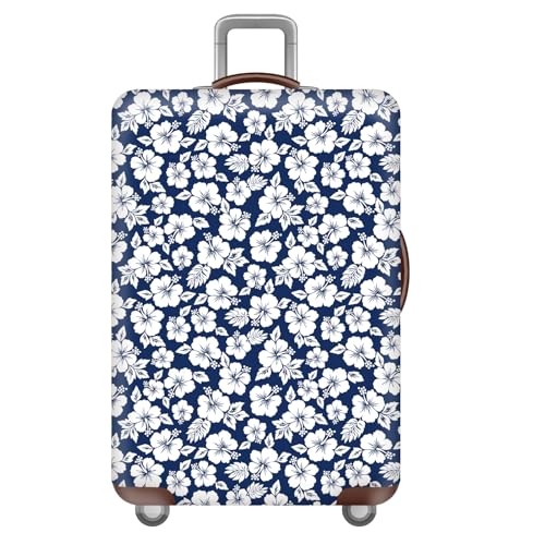 wxlmom Kofferschutzhülle XL Blaue Weiße Blumen Waschbar,Suitcase Cover Für Kinder Und Erwachsene,Elastischer Spandex-Koffer-Protector,Koffer-Abdeckungen von wxlmom