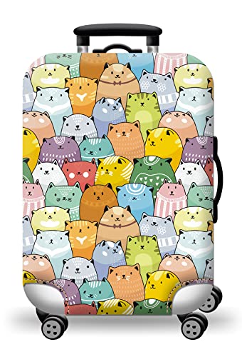 wxlmom Kofferschutzhülle XL Bunte Katze Waschbar,Suitcase Cover Für Kinder Und Erwachsene,Elastischer Spandex-Koffer-Protector,Koffer-Abdeckungen von wxlmom