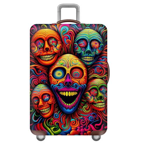 wxlmom Kofferschutzhülle XL Bunter Schädel Waschbar,Suitcase Cover Für Kinder Und Erwachsene,Elastischer Spandex-Koffer-Protector,Koffer-Abdeckungen von wxlmom