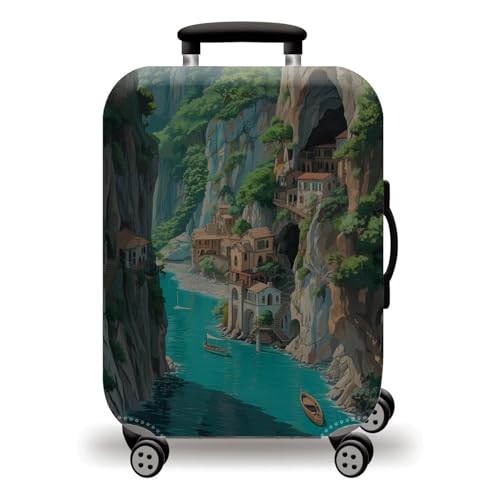 wxlmom Kofferschutzhülle XL Gelbe Gebäude Waschbar,Suitcase Cover Für Kinder Und Erwachsene,Elastischer Spandex-Koffer-Protector,Koffer-Abdeckungen von wxlmom