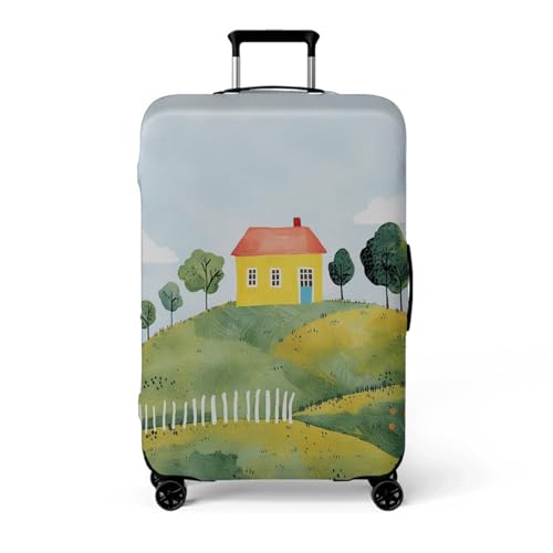wxlmom Kofferschutzhülle XL Gelbes Haus Waschbar,Suitcase Cover Für Kinder Und Erwachsene,Elastischer Spandex-Koffer-Protector,Koffer-Abdeckungen von wxlmom