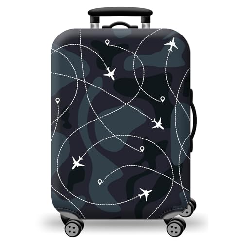 wxlmom Kofferschutzhülle XL Graue Flugzeuge Waschbar,Suitcase Cover Für Kinder Und Erwachsene,Elastischer Spandex-Koffer-Protector,Koffer-Abdeckungen von wxlmom