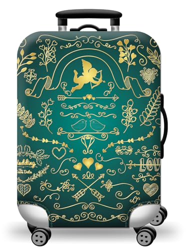 wxlmom Kofferschutzhülle XL Grün Gelb Waschbar,Suitcase Cover Für Kinder Und Erwachsene,Elastischer Spandex-Koffer-Protector,Koffer-Abdeckungen von wxlmom