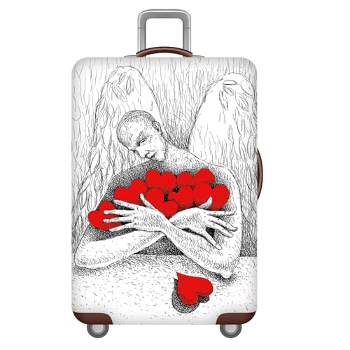 wxlmom Kofferschutzhülle XL Rotes Herz Waschbar,Suitcase Cover Für Kinder Und Erwachsene,Elastischer Spandex-Koffer-Protector,Koffer-Abdeckungen von wxlmom