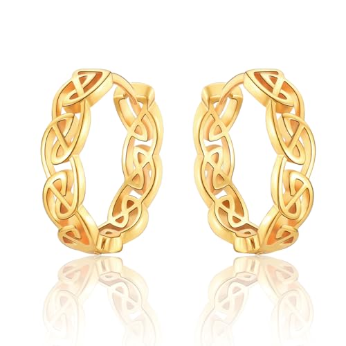 wynn's Creolen Gold Keltisch - Keltisch Knoten Ohrringe Gold Creolen Mittelgroß - Vergoldet Unisex Ohrringe Keltischer Schmuck für Damen Herren von wynn's