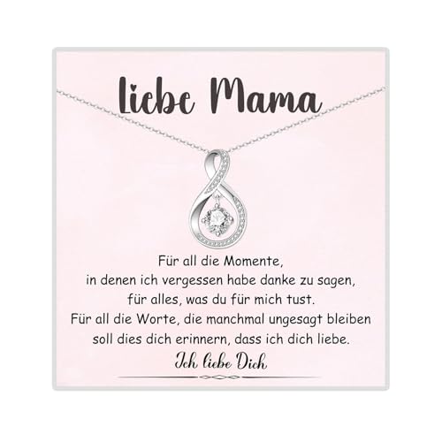 wynn's Kette Geschenke für Mama von Tochter Sohn, Mutter Tochter Geschenk Kette mit Infinity-Anhänger AAA Zirkonia, Halskette für Mutter zum Muttertag Geburtstag Weihnachten Muttertagsgeschenke von wynn's