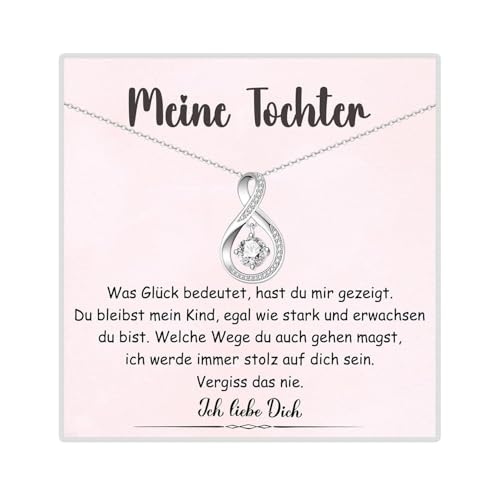 wynn's Kette Tochter Geschenke von Mama Papa, An Meine Tochter Kette mit Infinity-Anhänger AAA Zirkonia Halskette Geschenke für Tochter zum Abschluss Einschulung Geburtstag Weihnachten von wynn's