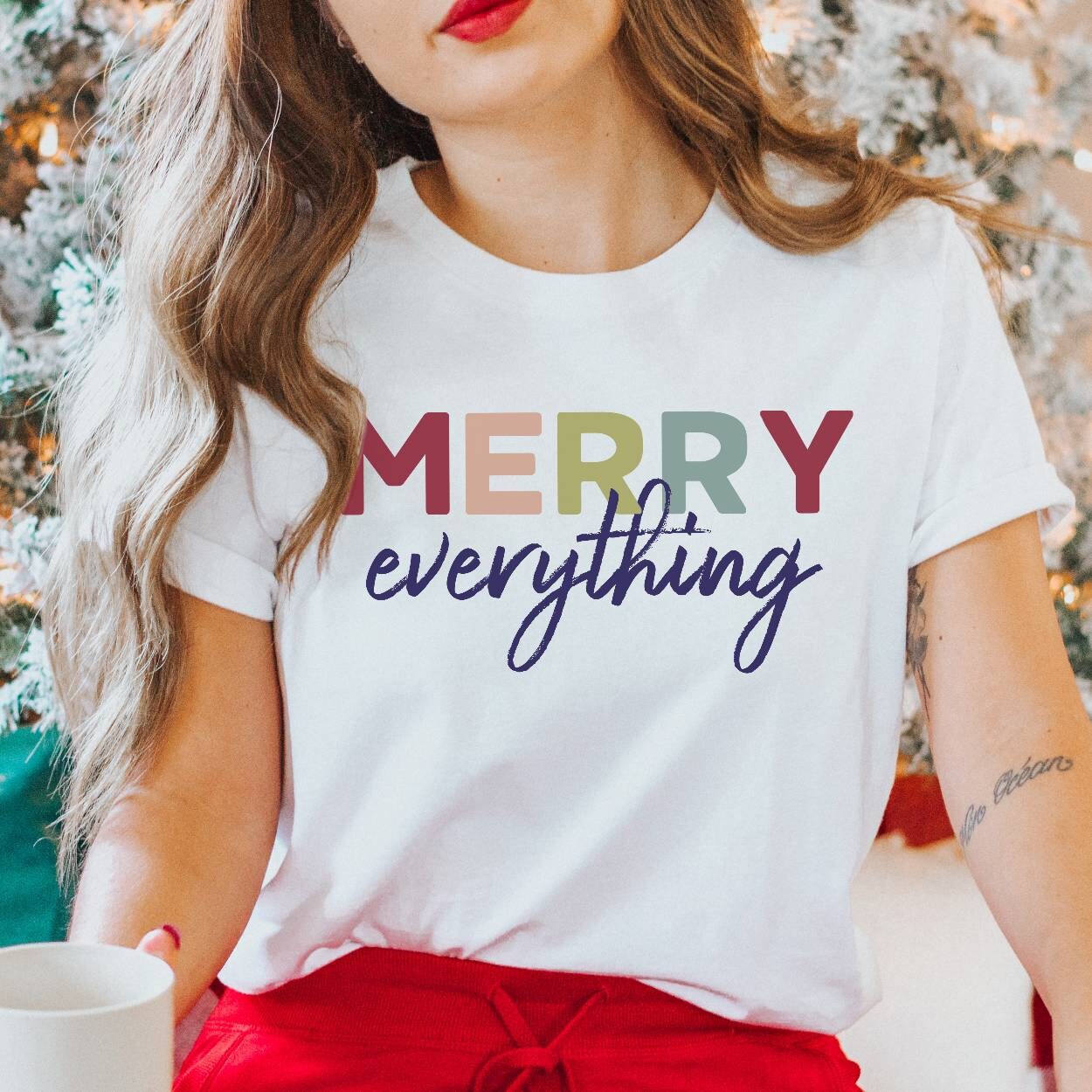 Frohe Alles Shirt, Weihnachtsgrafik T-Shirt, Süßes Weihnachtsshirt, Frauen Feiertags Frohe Weihnachten Shirts von x3sass