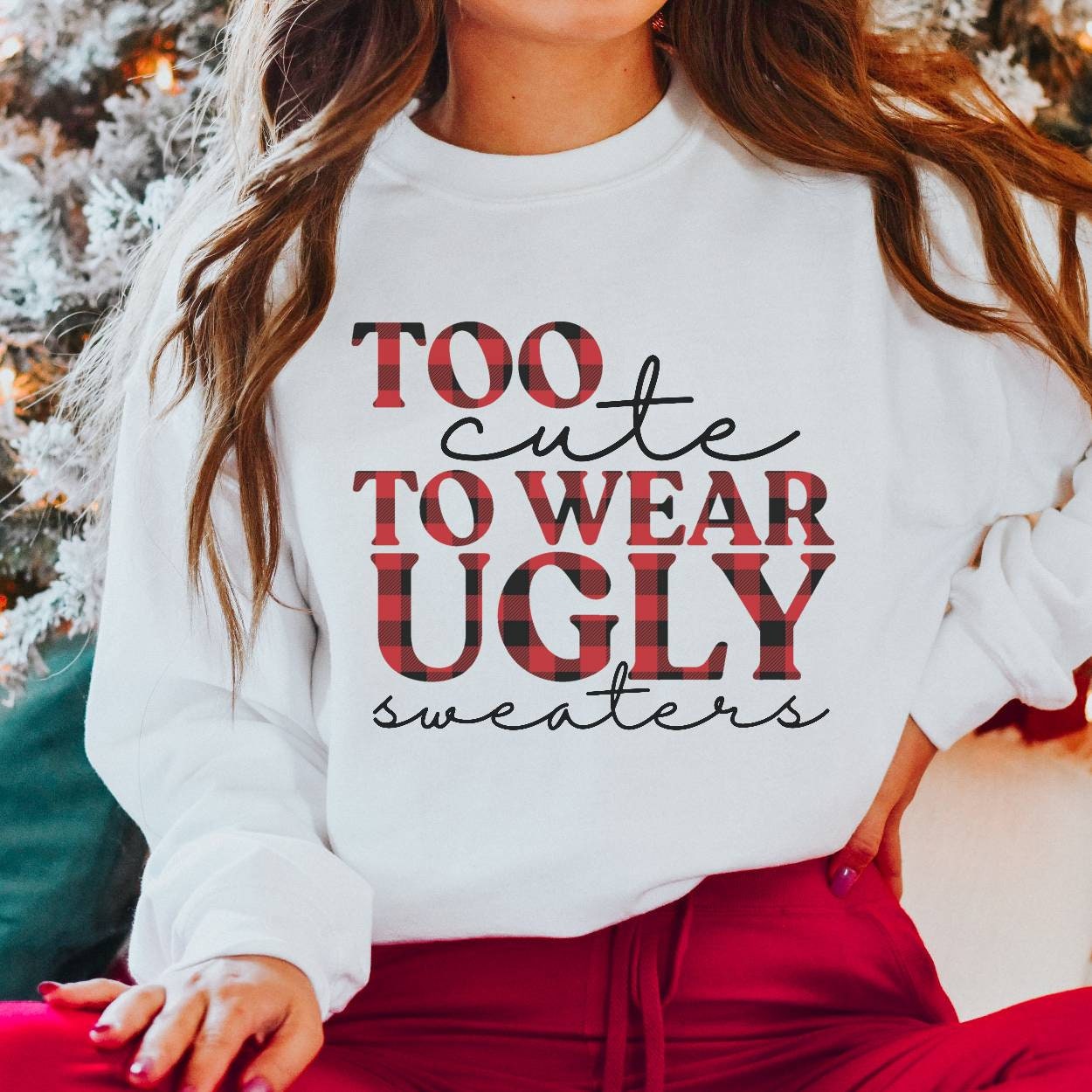 Lustiger Weihnachtspullover, Hässlicher Weihnachtsparty-Pullover, Süßes Weihnachtshemd, Zu Süß, Um Hässliche Pullover Tragen, Frauen-Weihnachtsoutfit von x3sass