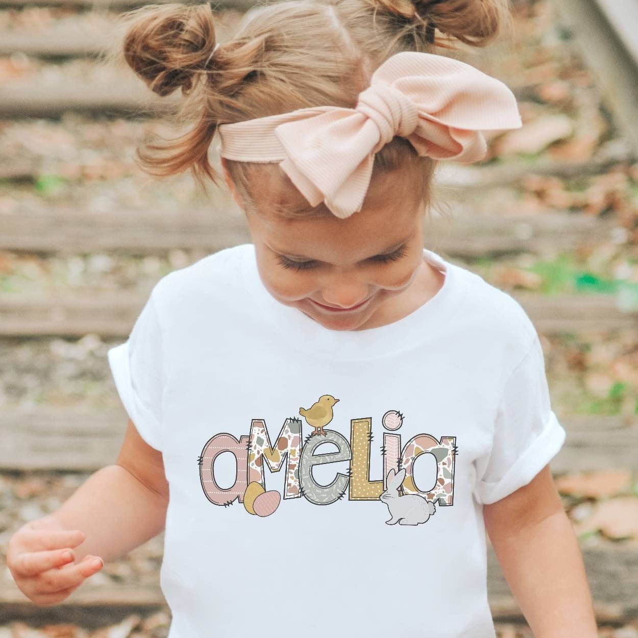 Personalisiertes Oster-Shirt Für Mädchen Und Jungen, Benutzerdefinierter Name Kleinkind-Shirt, Niedliches Ostern-Outfit, Personalisiertes von x3sass