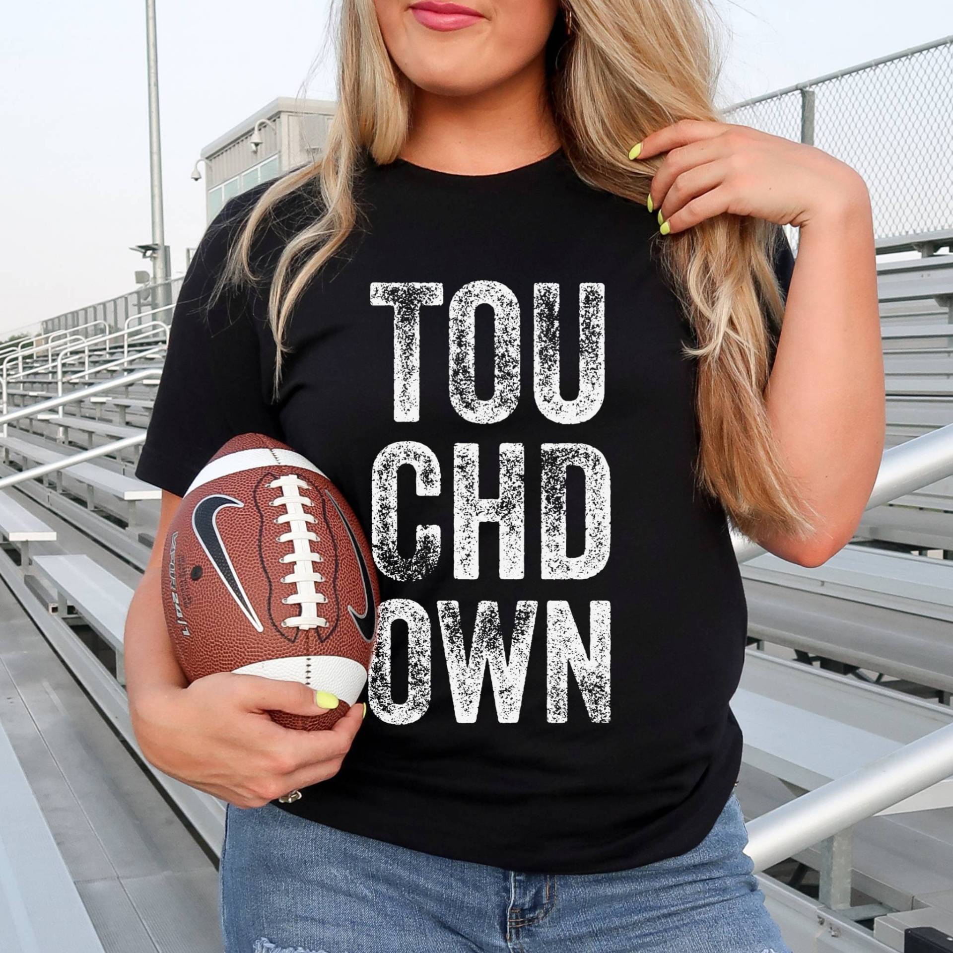 Touchdown-Shirt, Football-Shirt, Spieltag-Shirt, Football-Saison-T-Shirt, Frauen-Fußball-Shirt, Fußball-Grafik-T-Shirt, Tailgate von x3sass