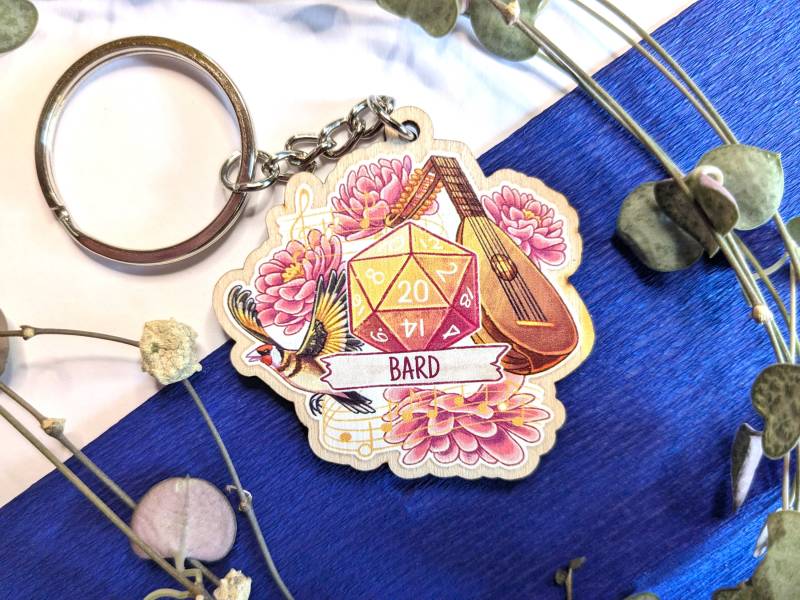 Bard Pen & Paper Keychain/Pnp Keychain D20 Barden Dnd Holz Schlüsselanhänger Bard Pen & Paper Keychain/Pnp Keychain D20 Barden Dnd Holz Schlüsselanhänger von xBluexMoon