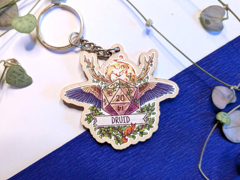Druid Pen & Paper Keychain/Pnp Keychain D20 Dnd Holz Schlüsselanhänger von xBluexMoon