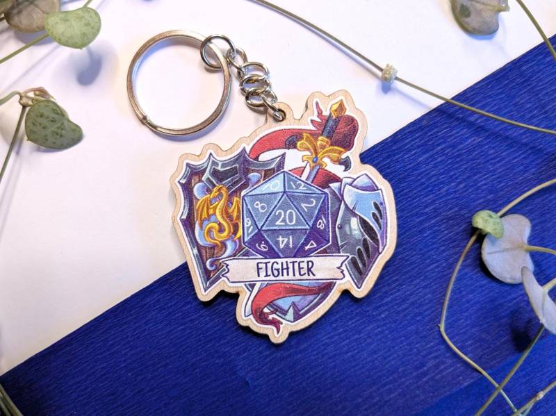 Fighter Pen & Paper Keychain/Pnp Keychain D20 Dnd Holz Schlüsselanhänger Fighter Pen & Paper Keychain/Pnp Keychain D20 Dnd Holz Schlüsselanhänger von xBluexMoon