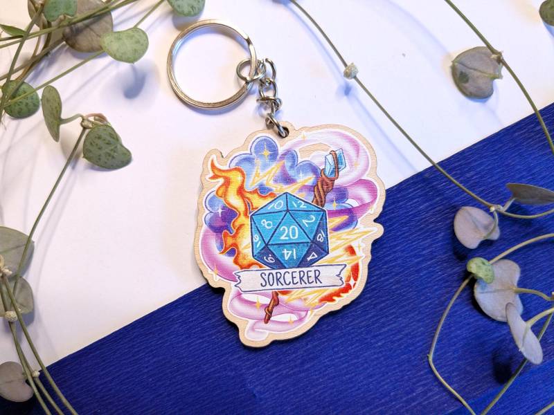 Sorcerer Pen & Paper Keychain/Pnp Keychain D20 Dnd Holz Schlüsselanhänger Sorcerer Pen & Paper Keychain/Pnp Keychain D20 Dnd Holz Schlüsselanhänger von xBluexMoon