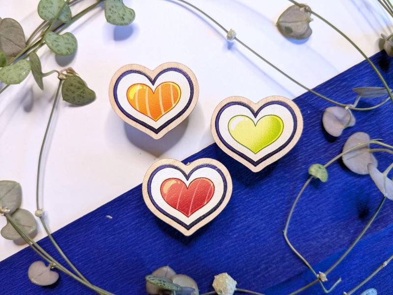 Sushi Pins/Salmon Tuna Avocado Pin Maple Wood Sashimi Love Sushi Pins/Salmon Tuna Avocado Pin Maple Wood Sashimi Love von xBluexMoon