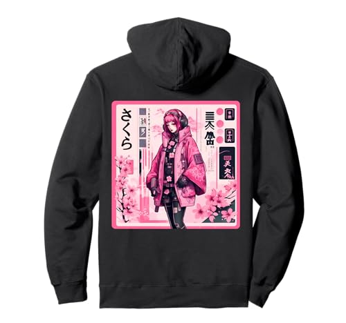 Japanischer Stil Cyber Mädchen Sakura Techwear Futuristisch Pullover Hoodie von xDevery