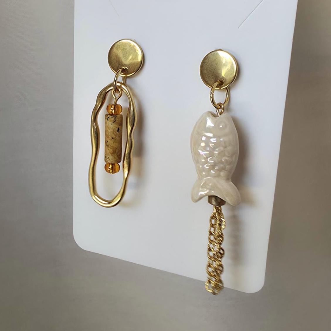 Ohrringe, Mix & Match Moderne Moderner Schmuck, Modeschmuck, Fisch Keramik Perle, Sommer, Anhänger, Statement Ohrringe Ohrringe, Mix & Match Moderne Moderner Schmuck, Modeschmuck, Fisch Keramik Perle, Sommer, Anhänger, Statement Ohrringe von xGlimmerloopx