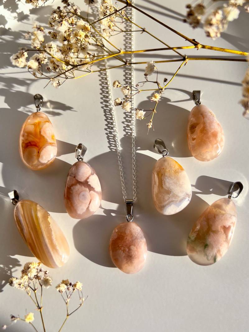Flower Agate Halskette | Blumenachat Silberkette von xMoonlightflowersx