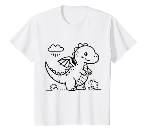 Kinder Dinosaurier Drache Motiv Süßes Kindermotiv zum Ausmalen T-Shirt Kinder Dinosaurier Drache Motiv Süßes Kindermotiv zum Ausmalen T-Shirt von xSylxColor Geschenke zum Malen mit Aufdruck